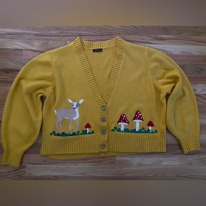 Women’s mushroom deer appliqué cardigan